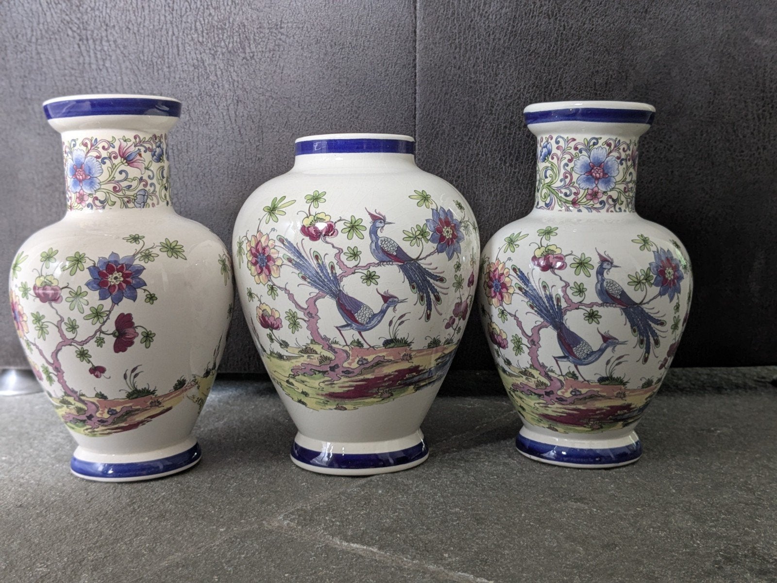 Set van 3 Chinese vazen met vogel- en bloemmotief, Ophalen of Verzenden