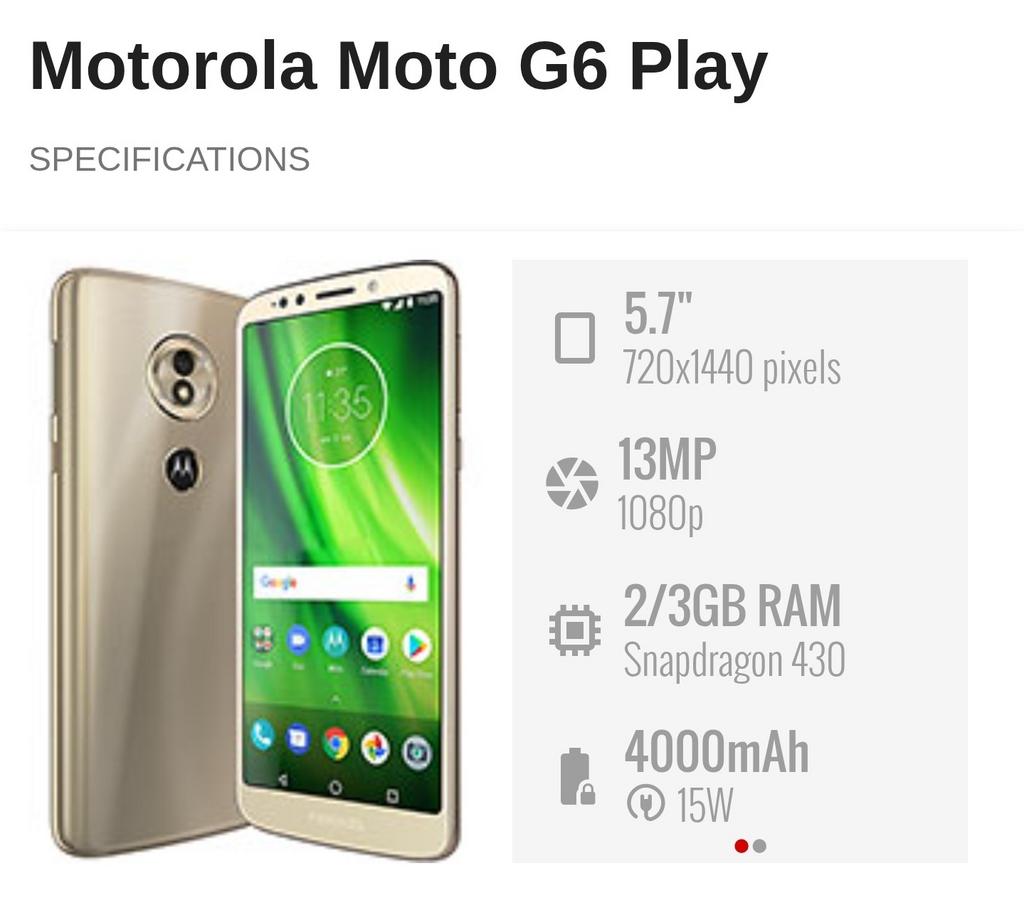 Motorola Moto G6, 2018, Android 8.0/9.0, Ophalen of Verzenden, 6 megapixel of meer, Overige modellen