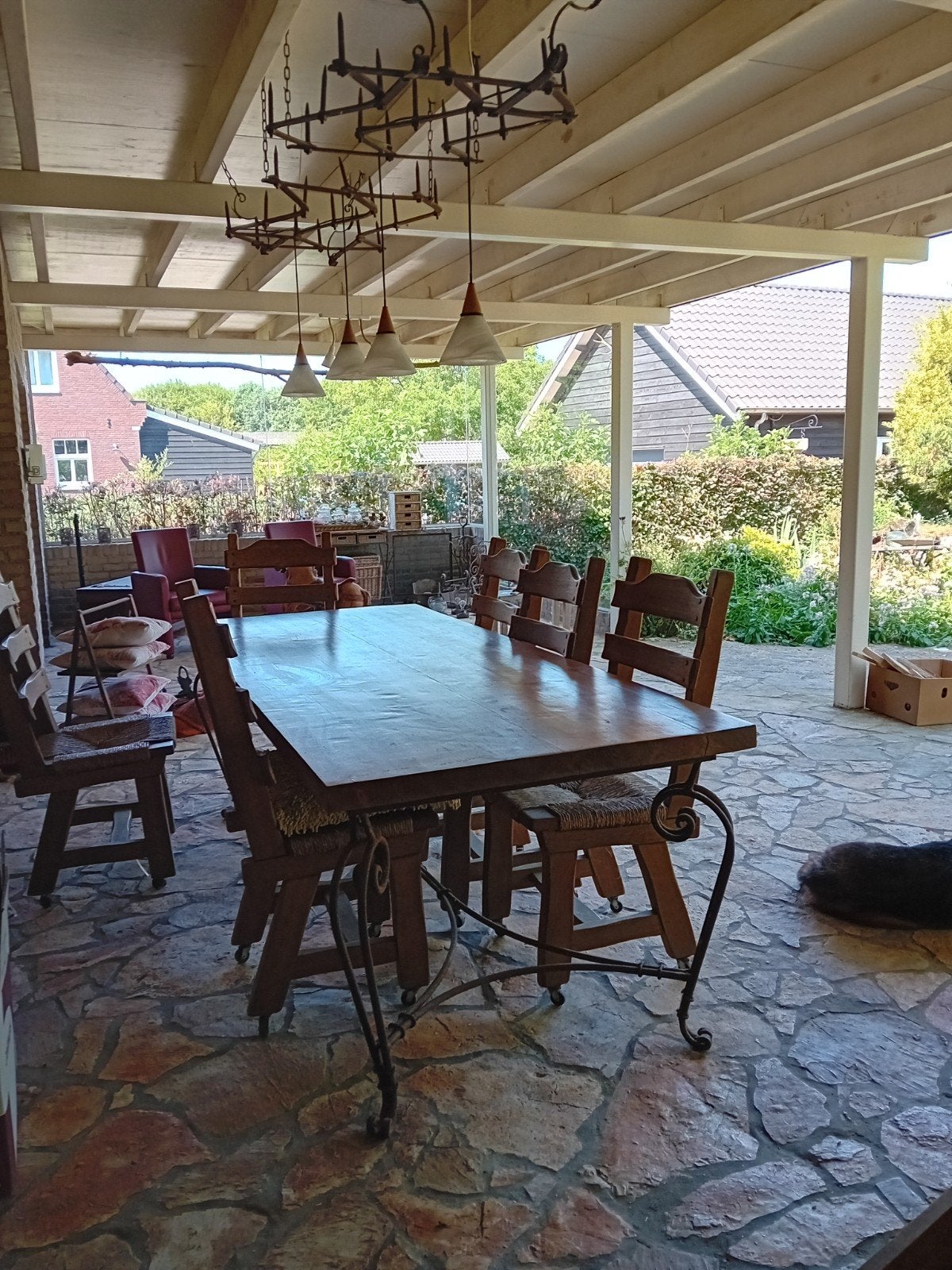 Unieke smeedijzeren kroonluchter met 4 lampen, Ophalen