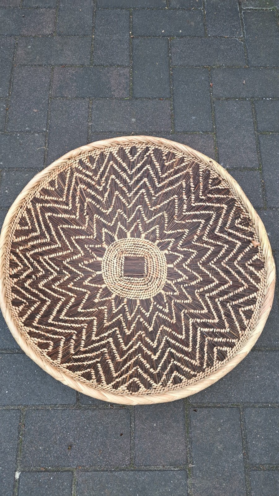 Mand riet boho ibiza stijl, Ophalen, Zo goed als nieuw, Rond, Riet