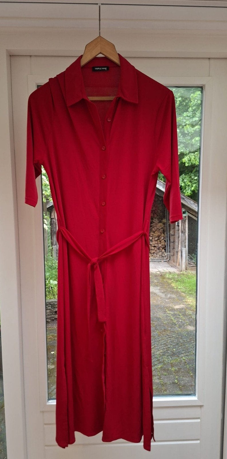 Rode tricot jurk maat XL - Triple Nine, Kleding | Dames, Jurken, Ophalen, Triple Nine, Maat 42/44 (L), Gedragen
