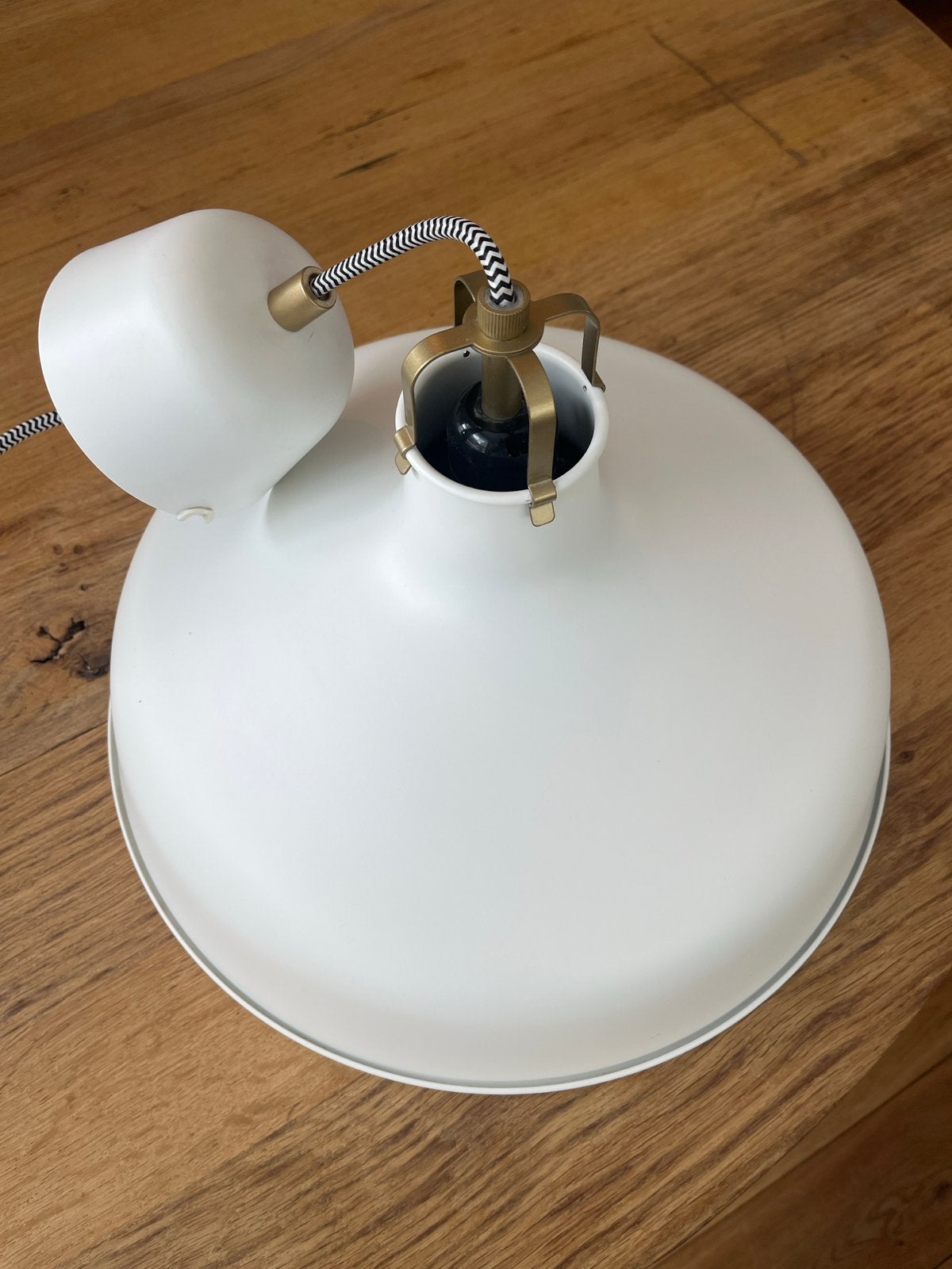 Witte hanglamp met messing details, Ophalen, Zo goed als nieuw, Metaal, 50 tot 75 cm