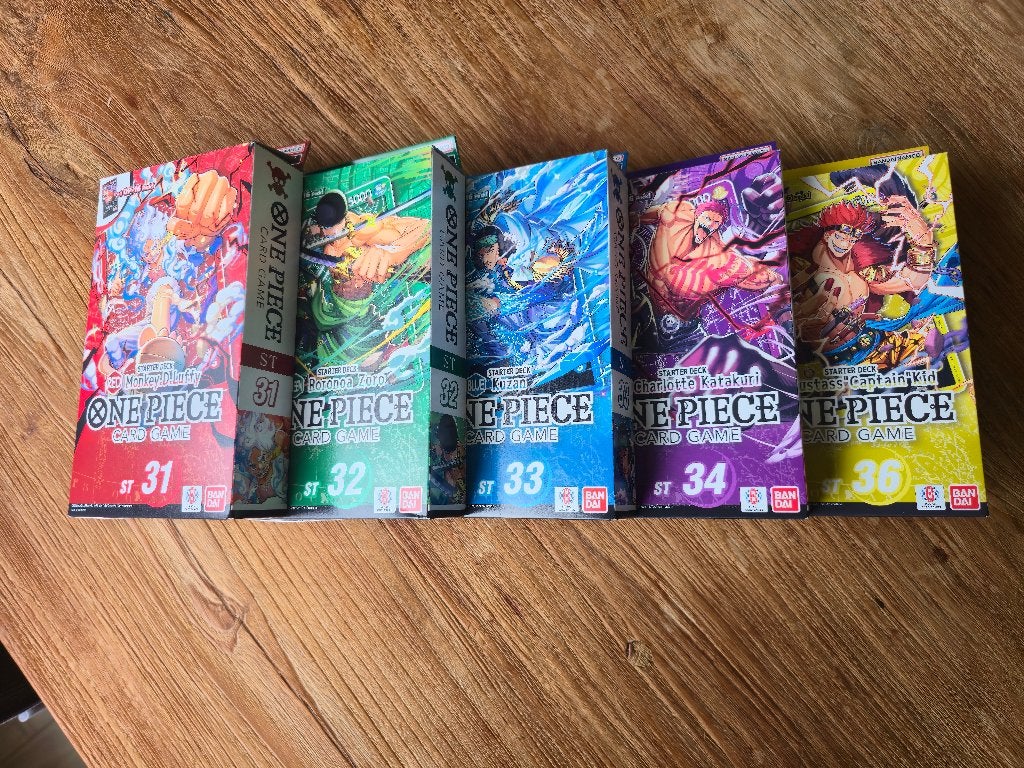 One Piece Sealed Starter Decks ST31-ST36 + OP-16 booster, Ophalen of Verzenden, Nieuw, Starterdeck, Foil