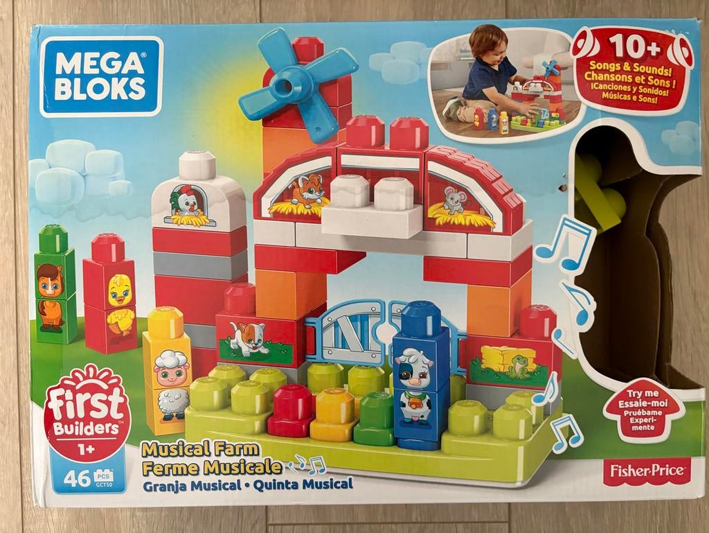 Mega Bloks boerderij en losse blokken met gezichtjes, Ophalen of Verzenden, Gebruikt, Megabloks