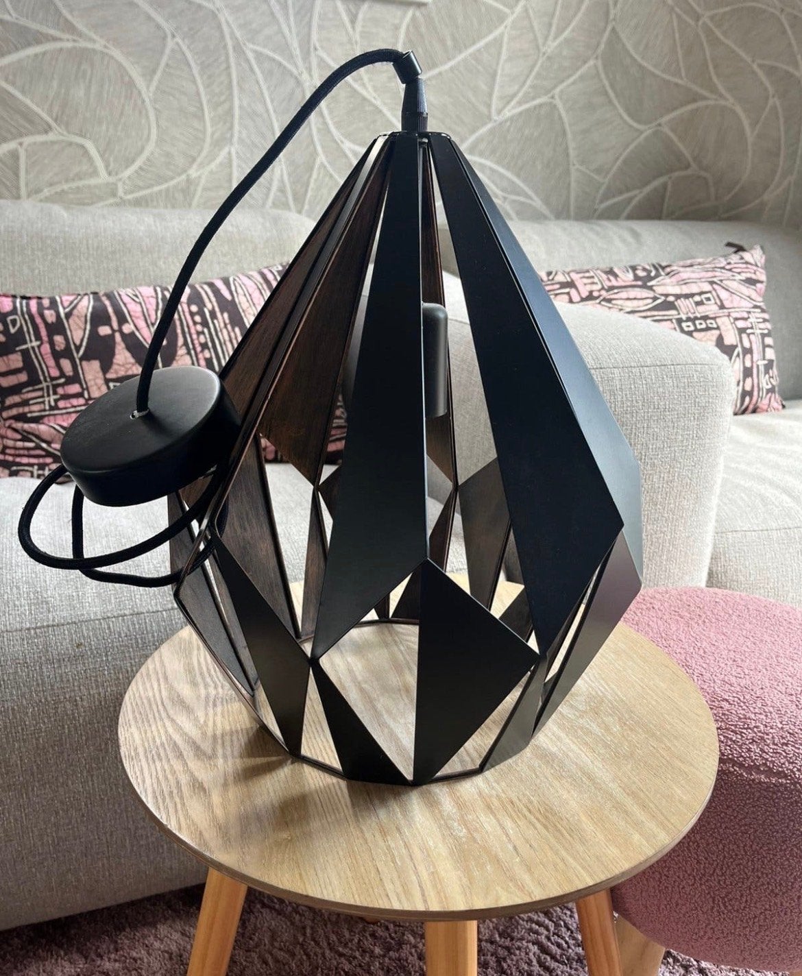 Eglo Carlton hanglamp - Zwart- 38,5 cm hoog, Huis en Inrichting, Ophalen of Verzenden, Zo goed als nieuw, Metaal, E27 (groot)