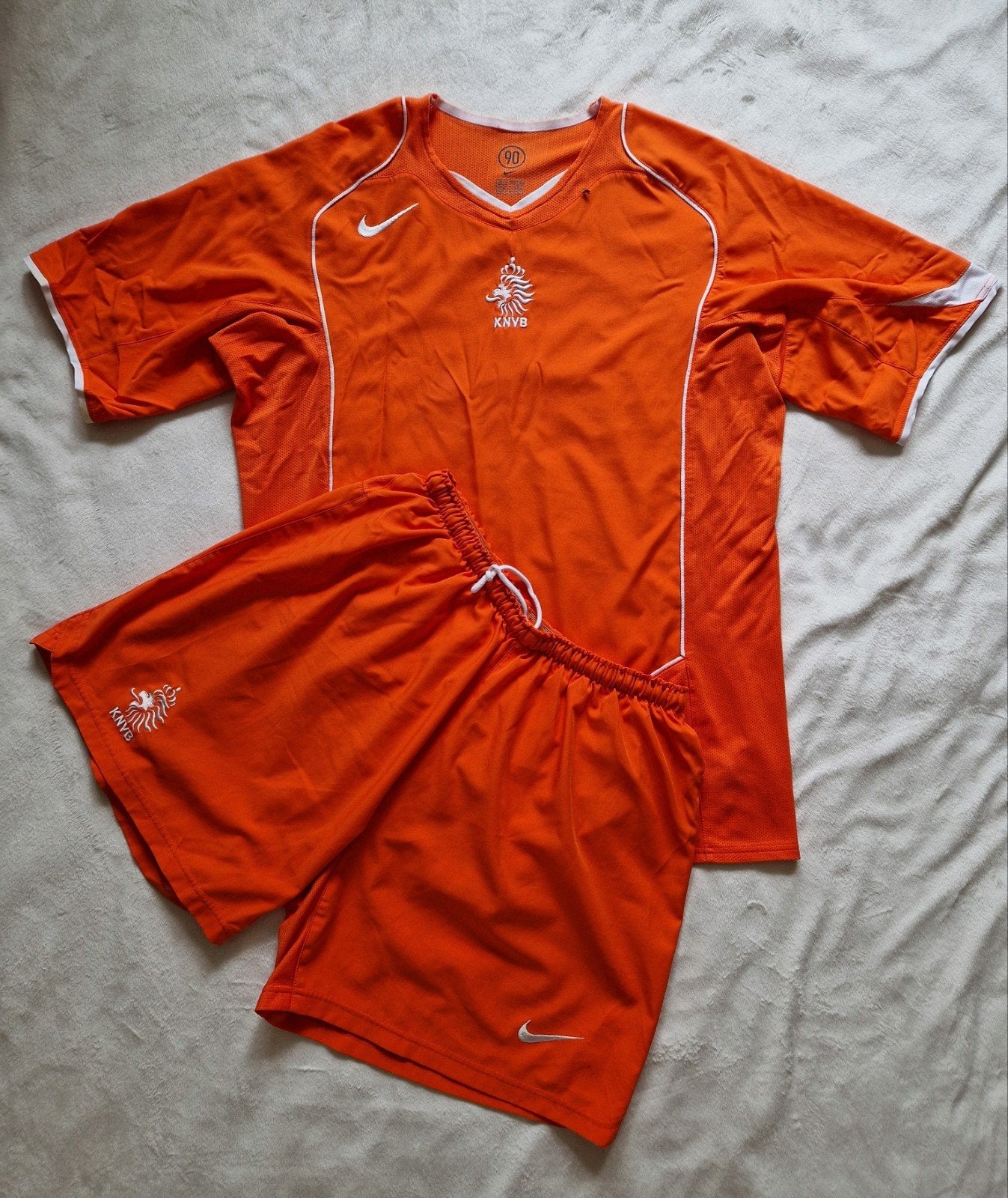 Nederlands elftal Oranje  tenue 2004 KNVB Broek + Shirt L, Maat 52/54 (L), Nike, Oranje, Ophalen of Verzenden