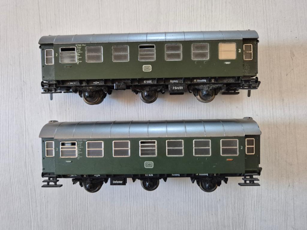 2 Fleischmann H0 3-assige DB rijtuigen 5090, Gebruikt, Gelijkstroom, Fleischmann, Wagon