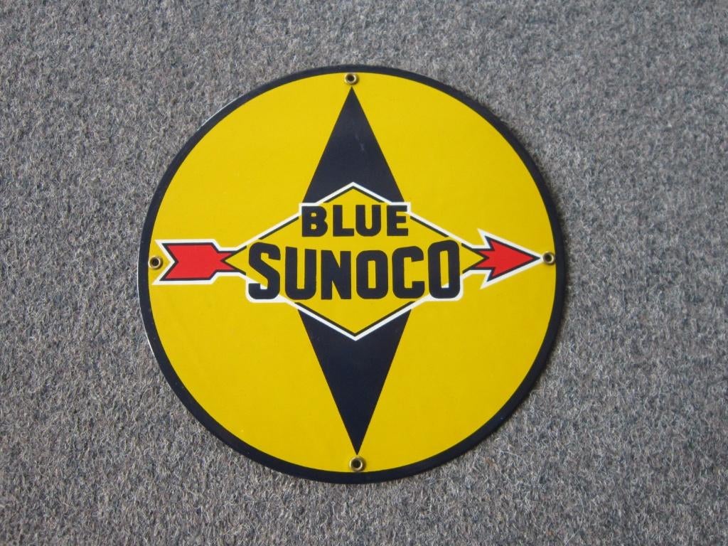 SUNOCO EMAILLE RECLAMEBORD, Ophalen, Zo goed als nieuw, Reclamebord
