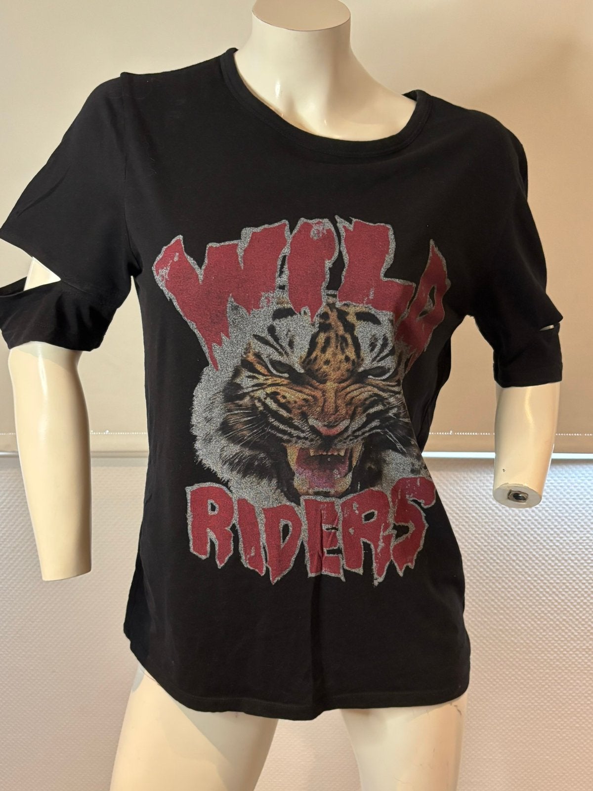 Zoe karssen shirt met leuke print maat s, Zwart, Ophalen of Verzenden, Zo goed als nieuw, Korte mouw