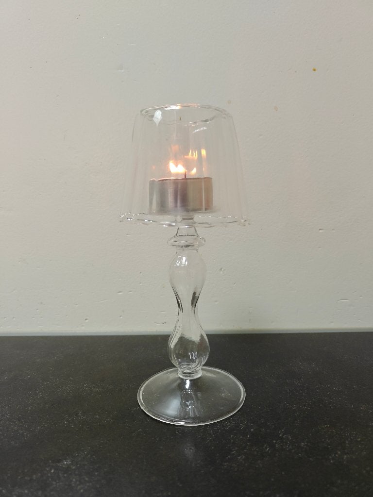 glazen waxinelicht houder in de vorm van een lampje, Ophalen of Verzenden