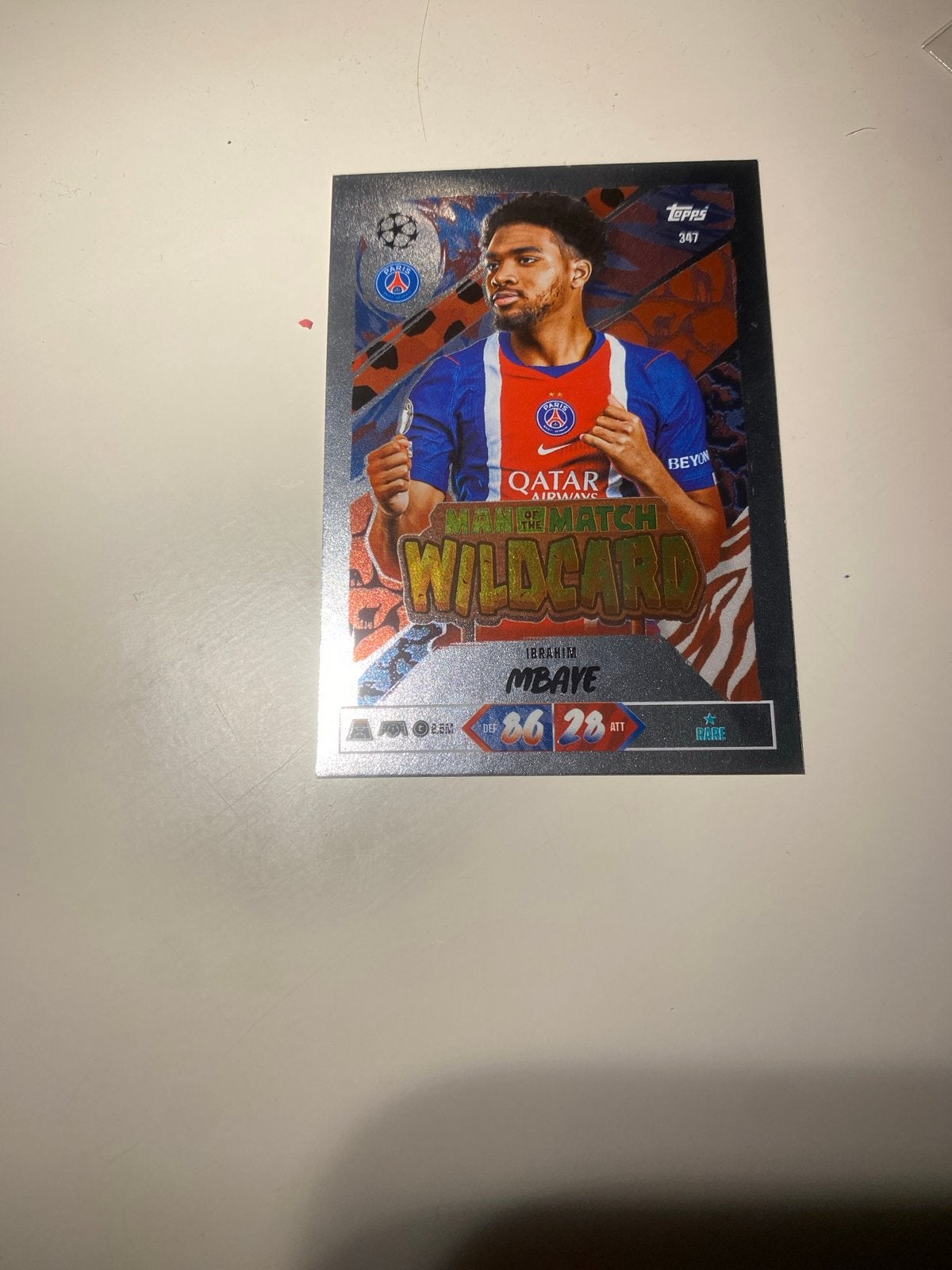 Topps Match Attax Wildcard Ibrahim Mbaye PSG, Ophalen of Verzenden, Zo goed als nieuw, Buitenlandse clubs, Spelerskaart