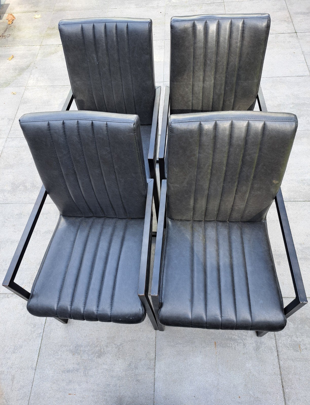 4 eetkamerstoelen met armleuningen, Huis en Inrichting, Ophalen, Gebruikt, Grijs, Vijf, Zes of meer stoelen