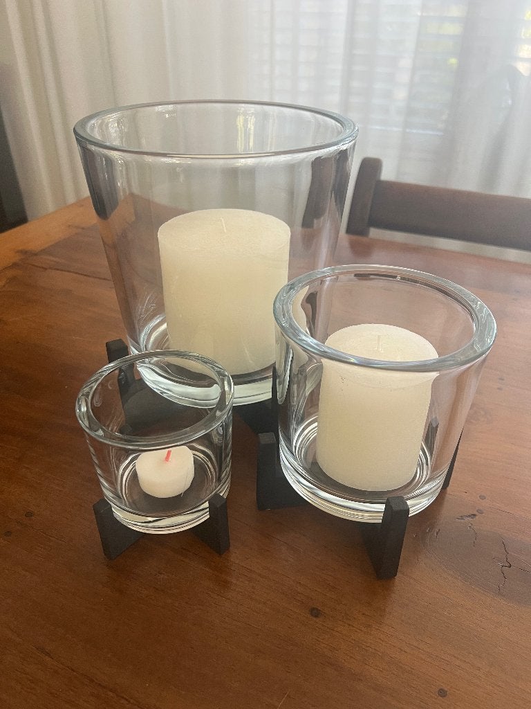 Hudson's Bay Windlichten (set van 3) - staal/glas, Windlicht, Ophalen of Verzenden, Overige merken, Zwart