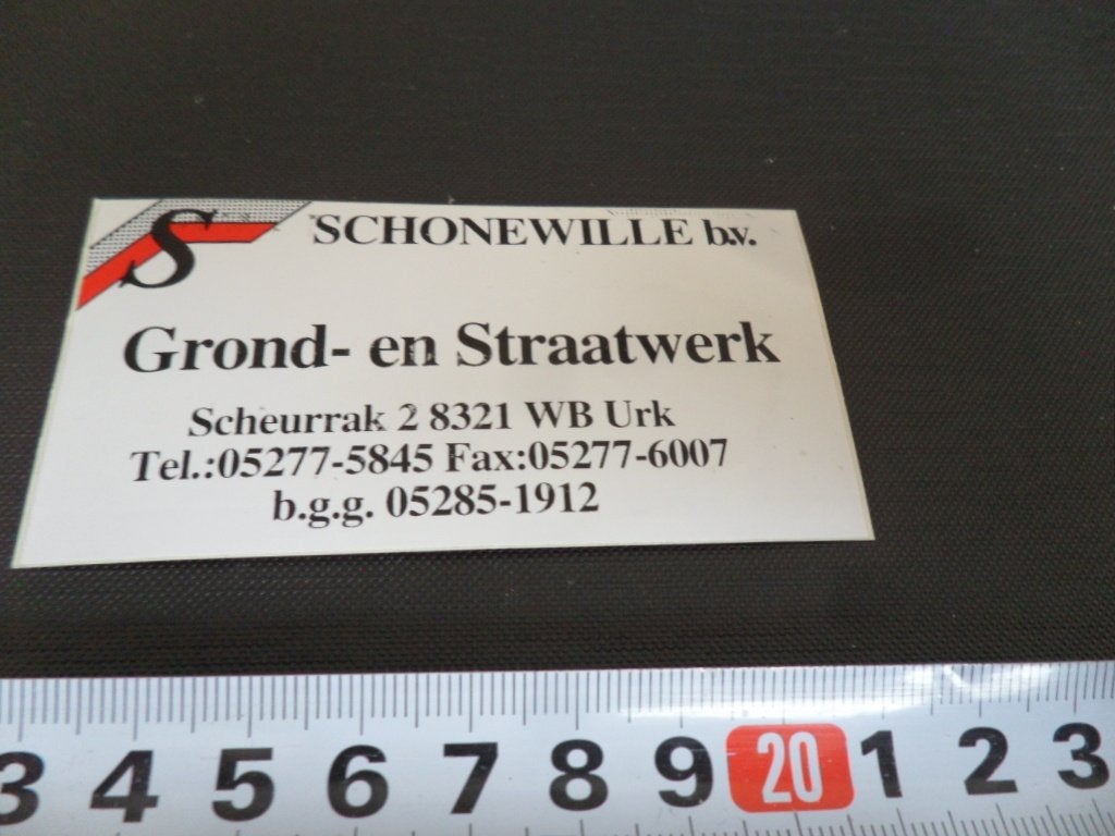 sticker urk schonewille bv grond- en straatwerk scheurrak 2*, Verzamelen, Ophalen, Zo goed als nieuw