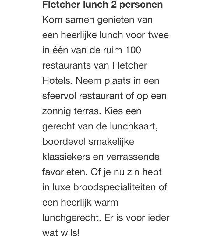 Fletcher Hotels lunch voor 4 personen, Drie personen of meer, Overige soorten, Overige typen