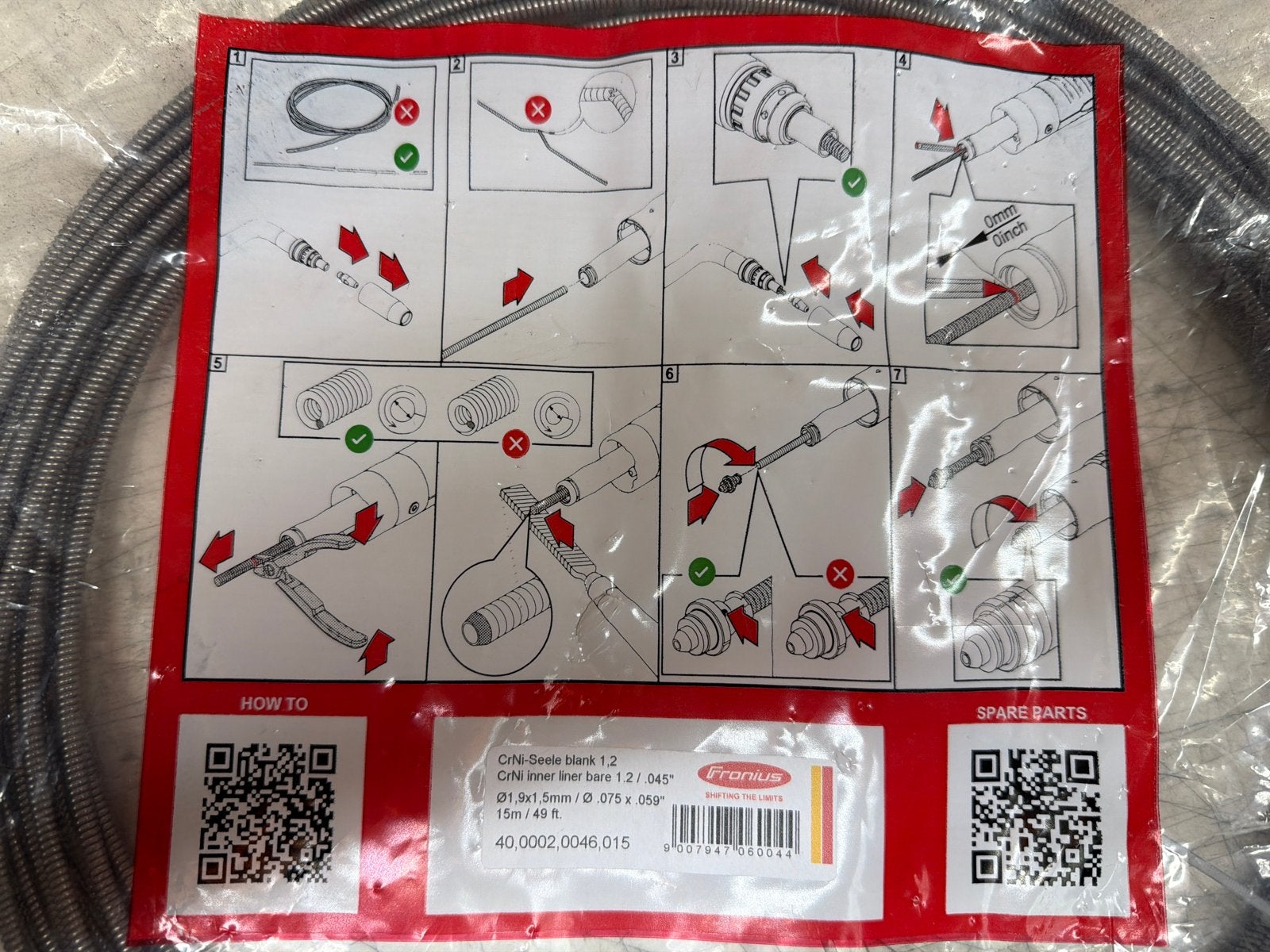 Twee Fronius CrNi-Seele blank 1.2 lasdraadvoering 15m, Nieuw, Ophalen of Verzenden, Nvt, Nvt