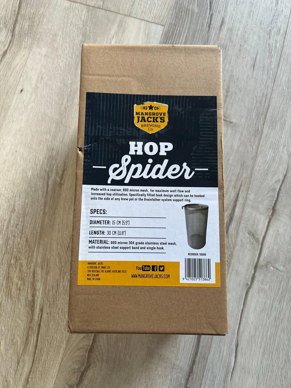 Mangrove Jack's Hop Spider - 15x30cm RVS Brouwfilter, Ophalen of Verzenden, Nieuw