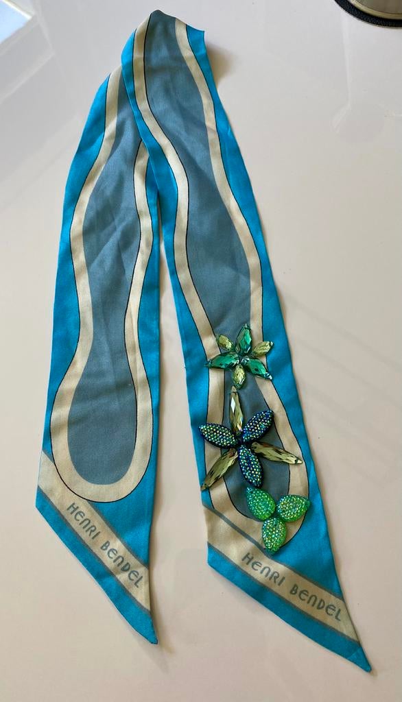 Henri Bendel vintage zijden sjaal met kristallen, Verzenden, Zo goed als nieuw, Maat 34 (XS) of kleiner, Sjaal