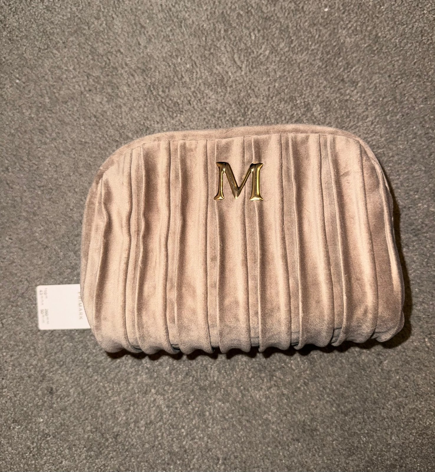 Toilettas makeup tas, nieuw, letter M, fluweel, Verzenden, Nieuw, Bruin, Heer of Dame