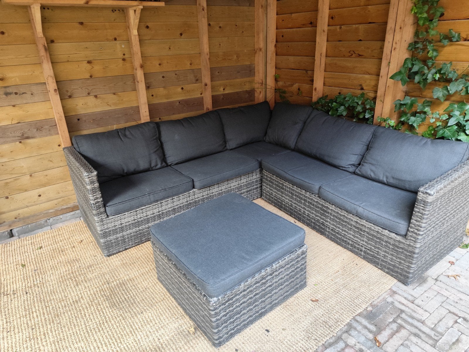 loungeset donkergrijs, Ophalen, Gebruikt, Kunststof