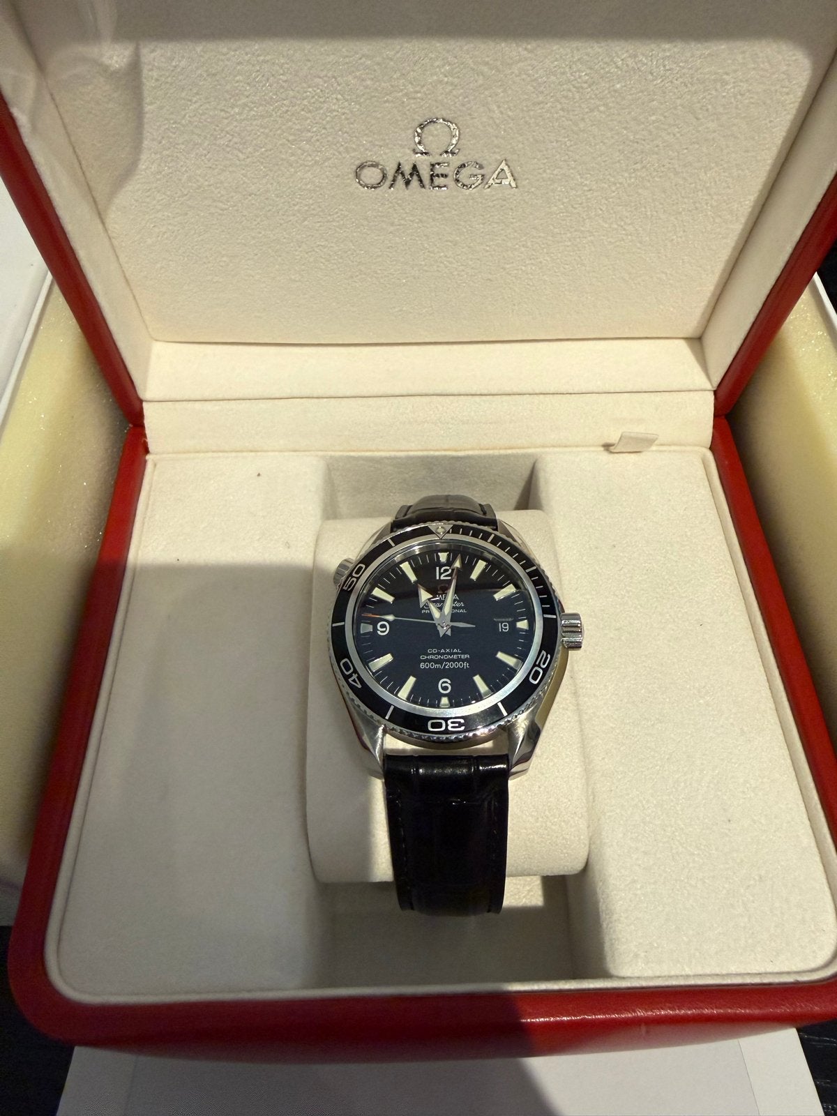 Omega Seamaster Planet Ocean 42mm - Ref. 29015037, Ophalen, Leer, Staal, Polshorloge