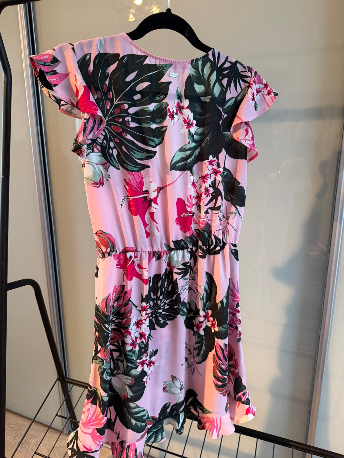 Guess Savanna Jurk S – Roze Tropische Print, Ophalen of Verzenden, Gedragen, Maat 36 (S), Roze
