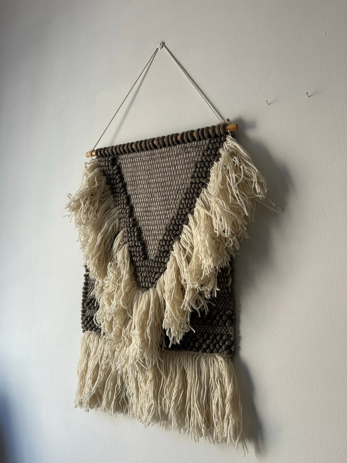 Boho Wandkleed met Franjes - Handgemaakt Textiel Kunst, Boho, Zo goed als nieuw, Handgemaakt, Ophalen