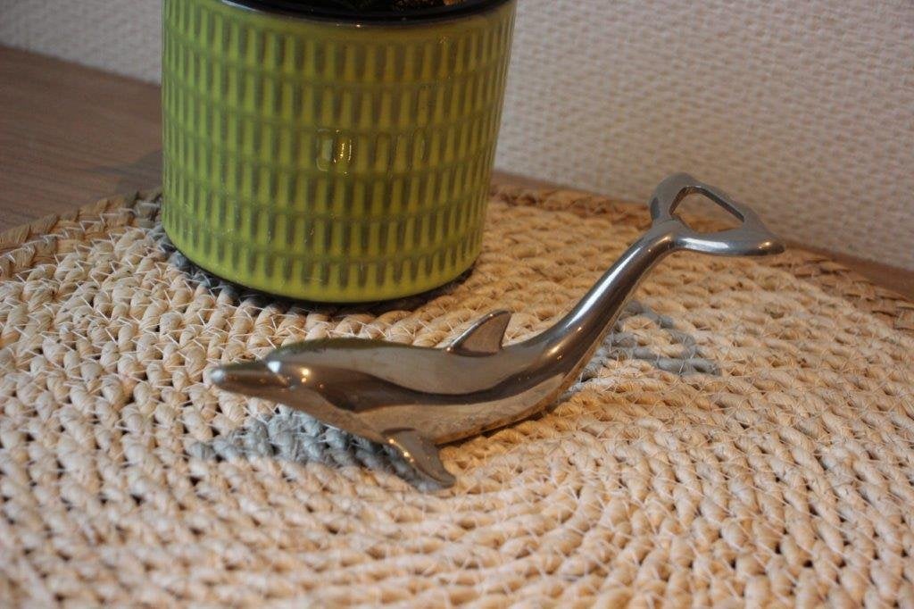 Vintage verzilverde flesopener dolfijn Germany, Ophalen of Verzenden