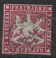 D 28 - 1865 - Wurttenberg/ 3 Kr, Ophalen of Verzenden, Overige landen, Gestempeld