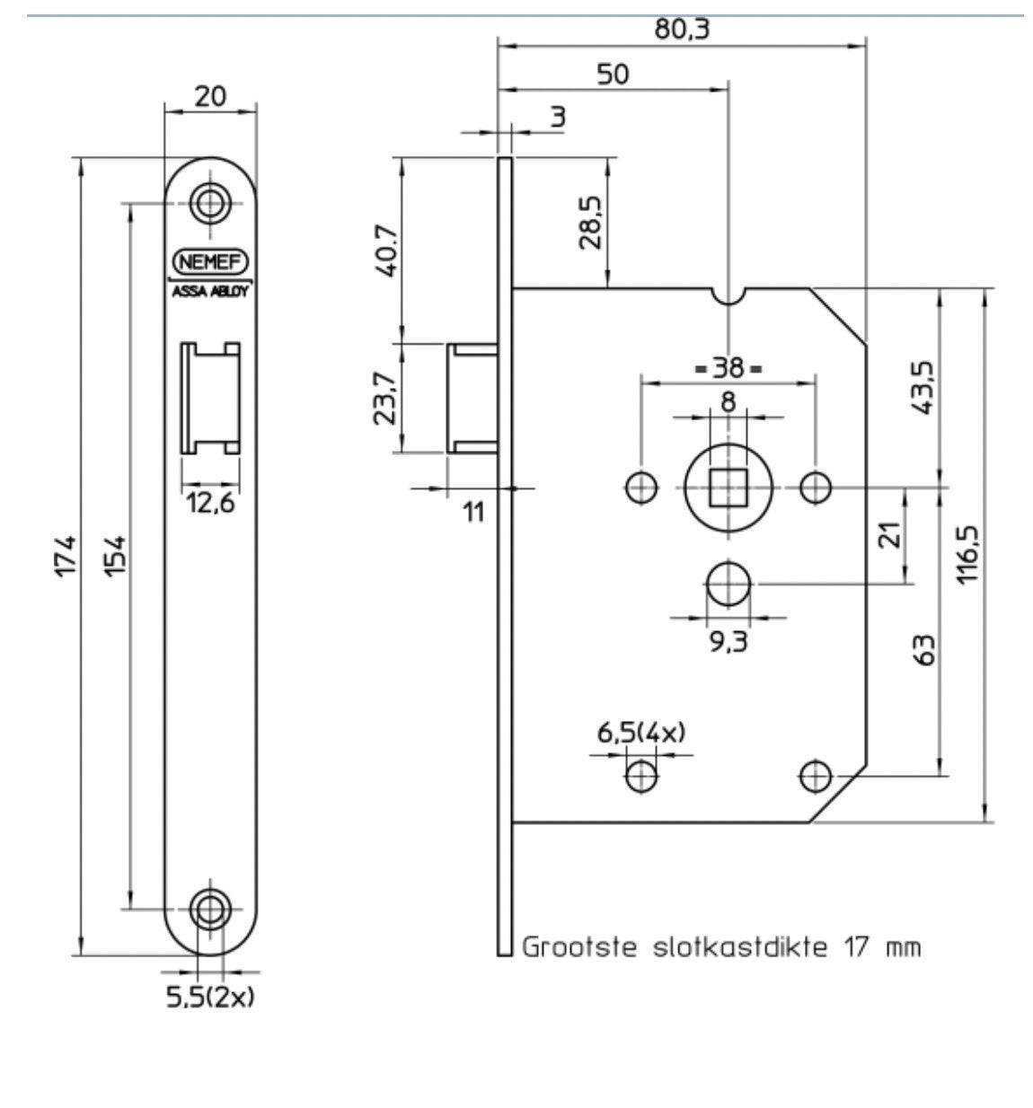 4x Nemef Assa Abloy Sloten - Gebruikt, Ophalen, Gebruikt, IJzer, Slot