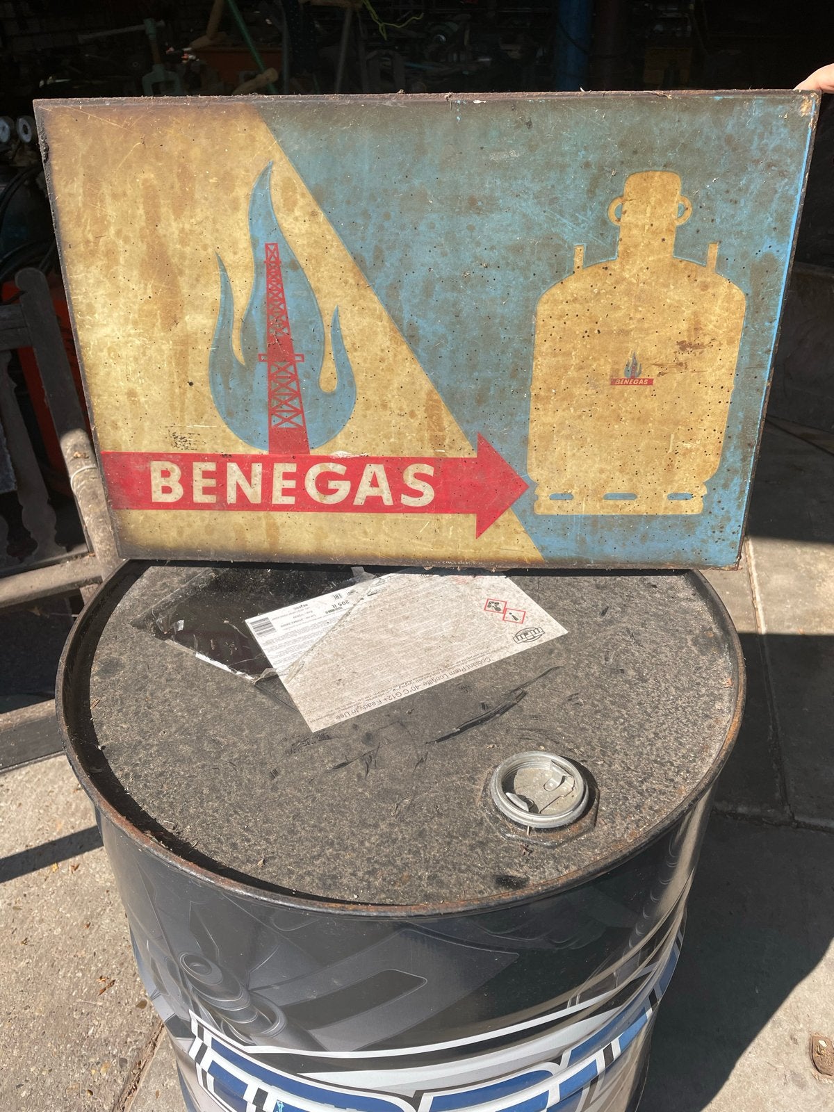 Vintage Benegas reclamebord - Emaille bord, Ophalen