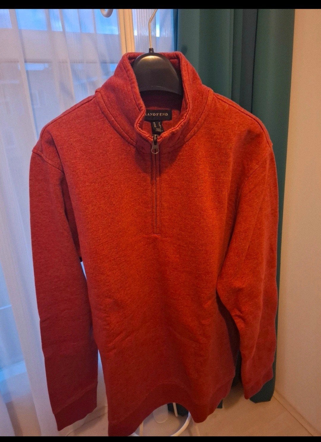 Lands' End heren sweater met rits - Rood, Lands' End, Maat 48/50 (M), Ophalen of Verzenden, Gedragen