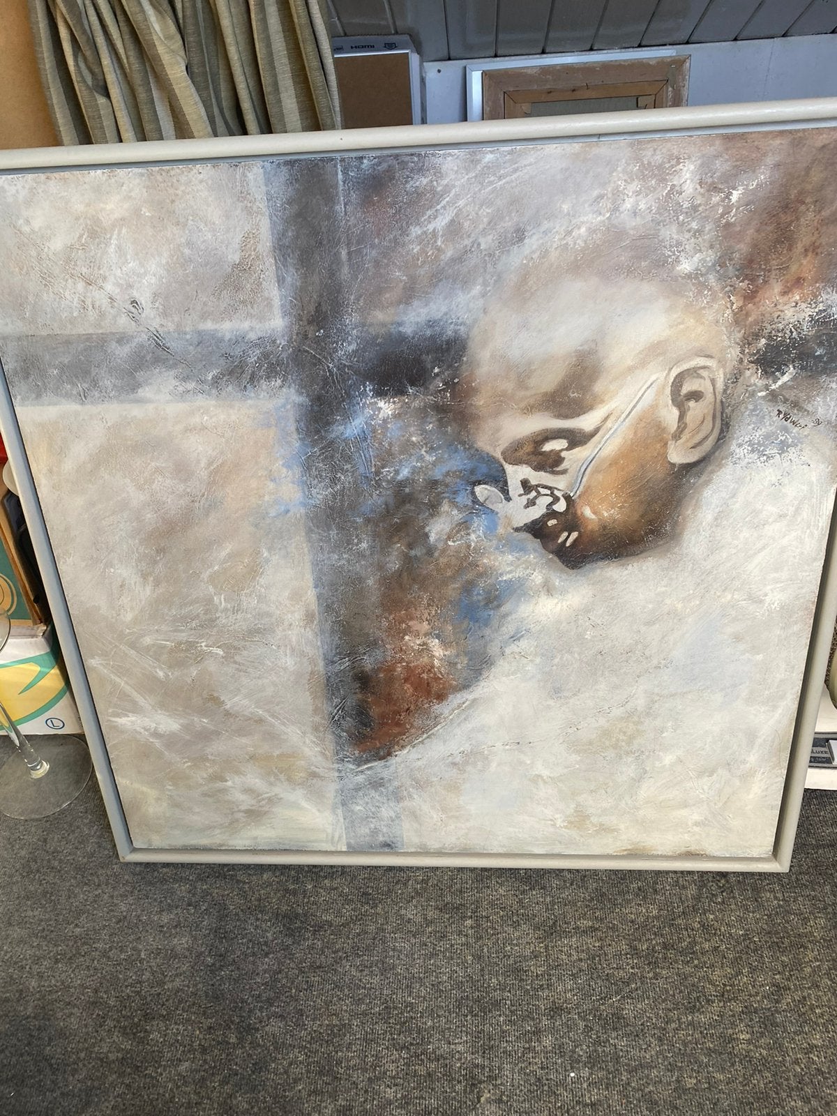 Uniek schildery gandi op hout, Ophalen of Verzenden, Zo goed als nieuw, Minder dan 50 cm, Schilderij