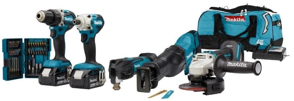 MAKITA 18V 5.0Ah DLX5068TX1 5-DELIGE COMBISET ACTIE +BITSET, Makita, Nieuw, Ophalen of Verzenden, Makita