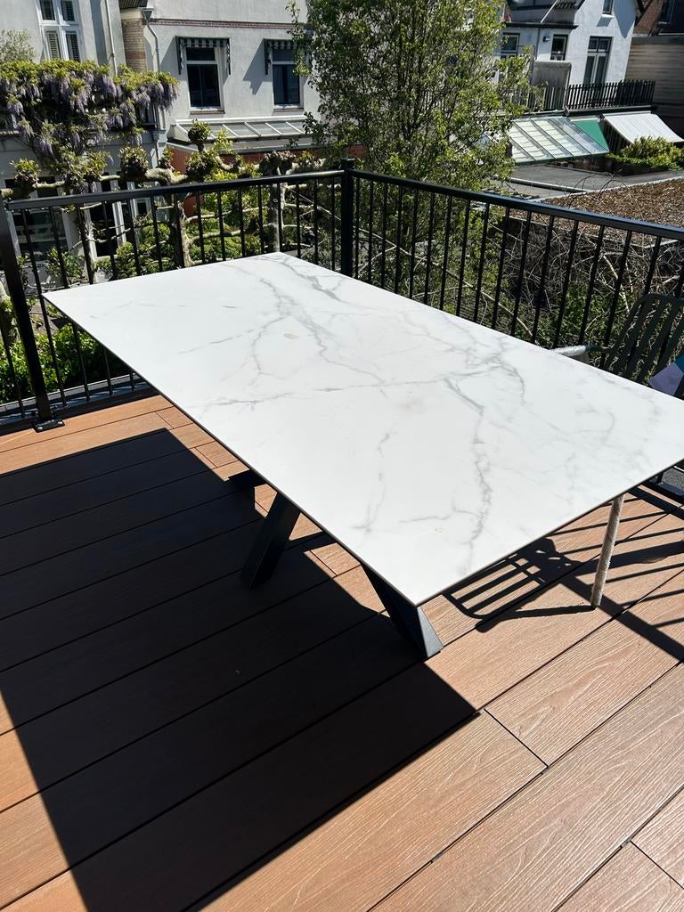 Marmerlook Eettafel 200x100 - Binnen/Buiten - zgan, Huis en Inrichting, Tafels | Eettafels, Ophalen, 100 tot 150 cm, Zo goed als nieuw
