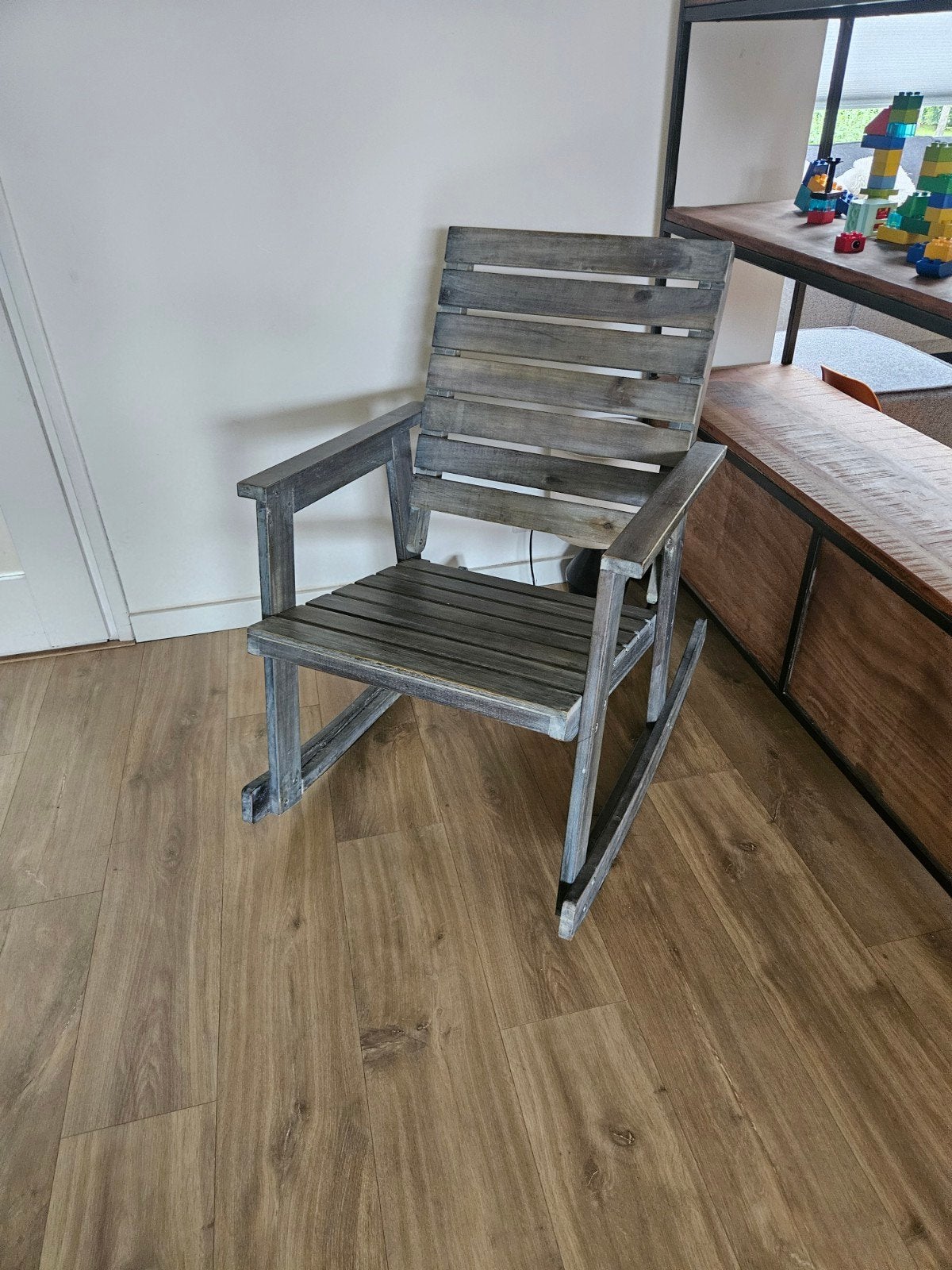Houten schommelstoel, grijs, Ophalen, Gebruikt, Rustiek, Landelijk, Hout