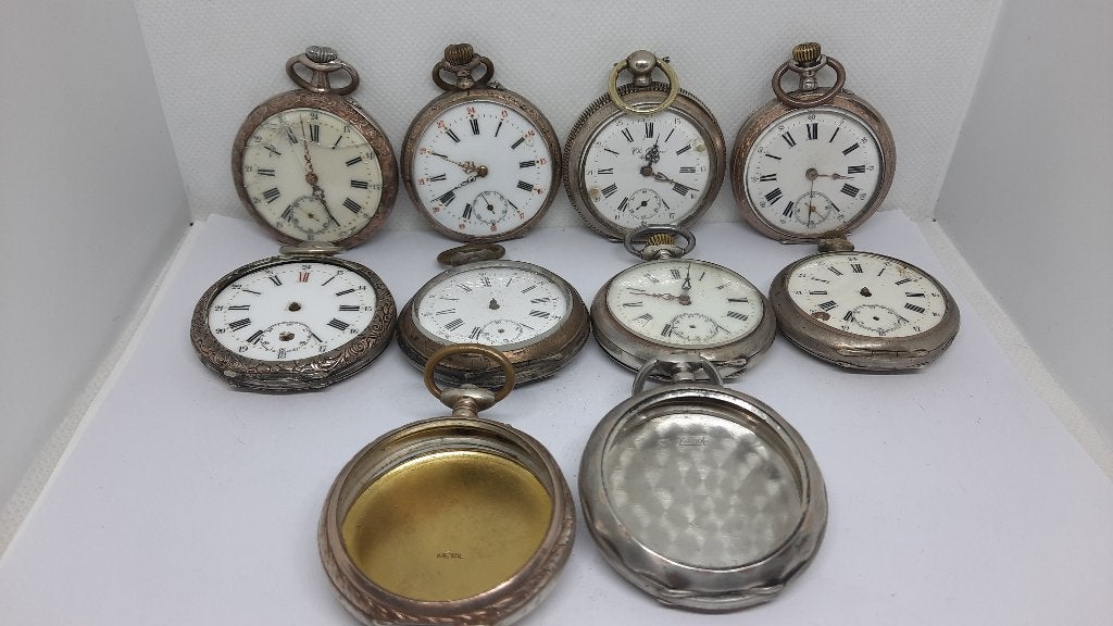 Partij Antieke 800 Zilver Zakhorloges voor Reparatie, Ophalen of Verzenden, Gebruikt