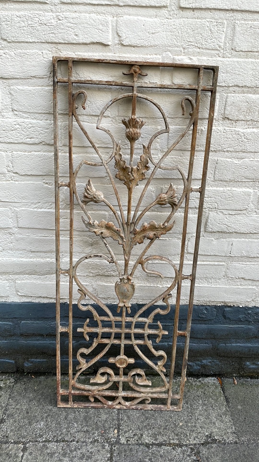 Prachtig antiek brocante gietijzeren raamrooster / wand deco, Ophalen of Verzenden, Gebruikt