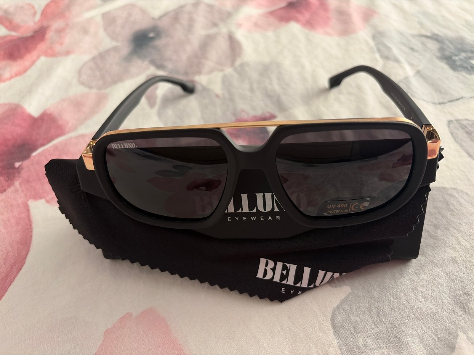 Belluno Nero Zonnebril met etui en doekje - Nieuw, Overige merken, Zonnebril, Zwart, Nieuw