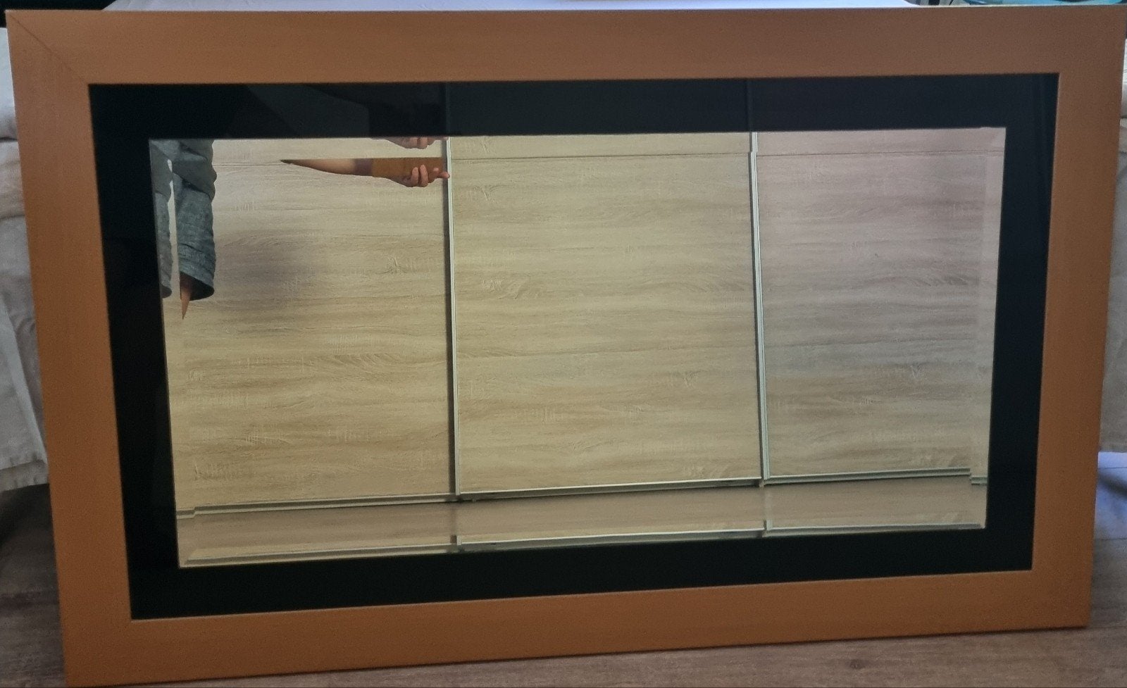 Mooie spiegel met houten frame, Ophalen, 100 tot 150 cm, Zo goed als nieuw, 75 tot 100 cm
