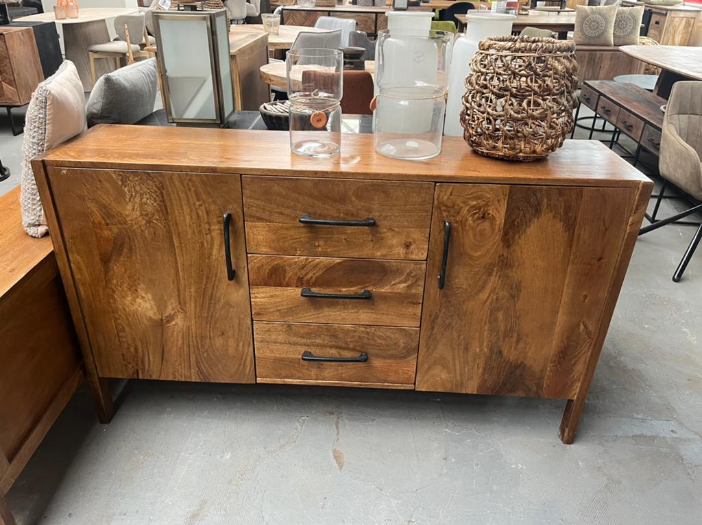 Magazijn leegverkoop dressoir retro mangohout actie 350, Nieuw, Ophalen of Verzenden, Info@wkhome.nl, Argonweg 20 Amersfoort