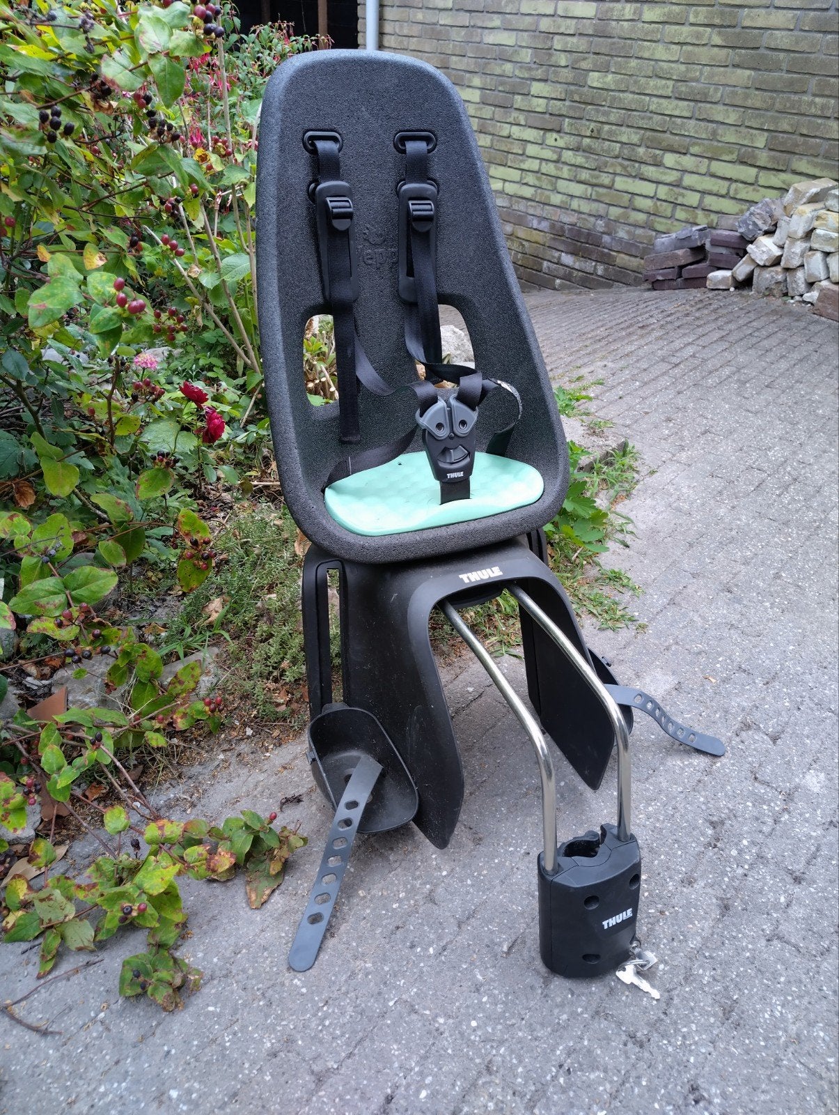 Thule Yepp Maxi Frame Mount, Fietsen en Brommers, Fietsaccessoires | Fietsstoeltjes, Zo goed als nieuw, Achterzitje, Voetsteuntjes