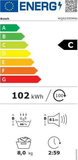 Bosch warmtepompdroger WQG235DRNL Serie 6 - Grijs, Minder dan 85 cm, BSH Huishoudapparaten, 8 tot 10 kg, Nieuw