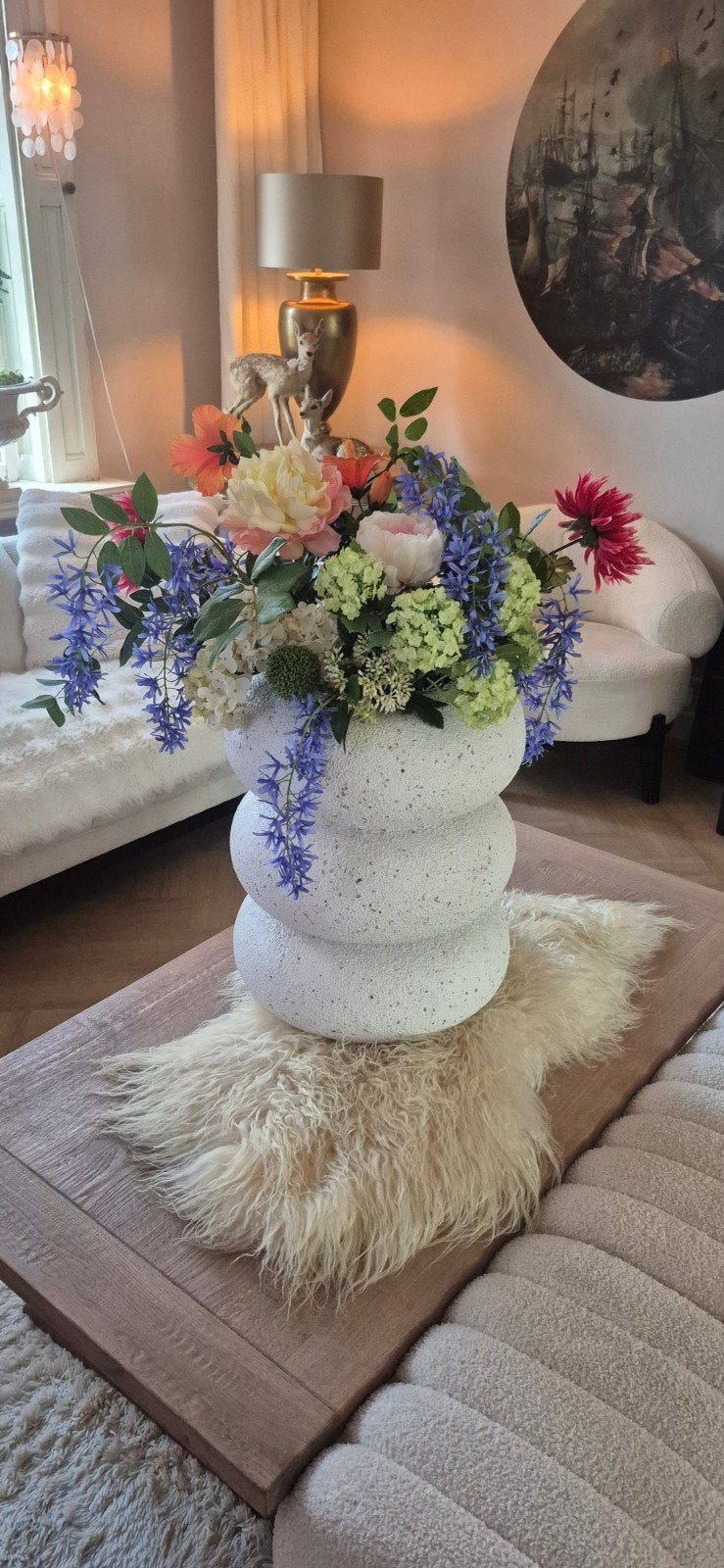 kunstbloemen met grote pot/vaas, Huis en Inrichting, Ophalen of Verzenden, Zo goed als nieuw