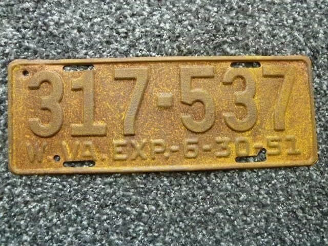 Kentekenplaat licenseplate West Virginia 1951 USA, Verzenden, Gebruikt, Auto's