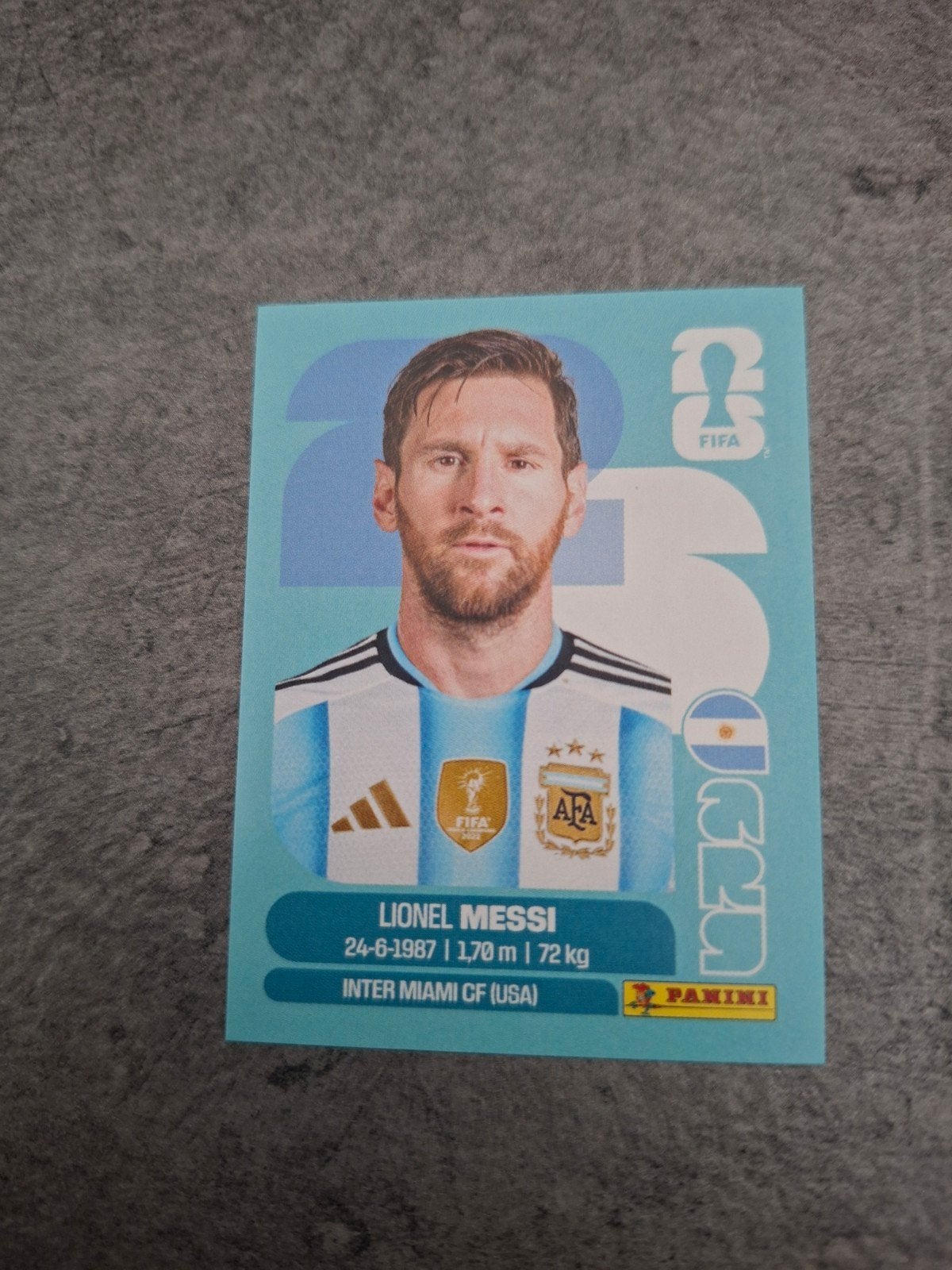 Panini sticker WK 2026 USA. Lionel Messi Argentinië., Ophalen of Verzenden, Zo goed als nieuw, Sticker