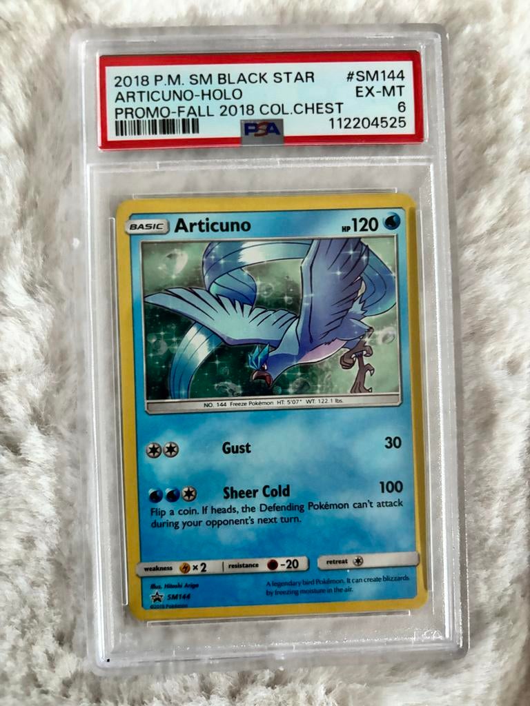 Articuno Holo SM144 PSA 6 Pokémon Kaart, Ophalen of Verzenden, Gebruikt, Losse kaart, Foil