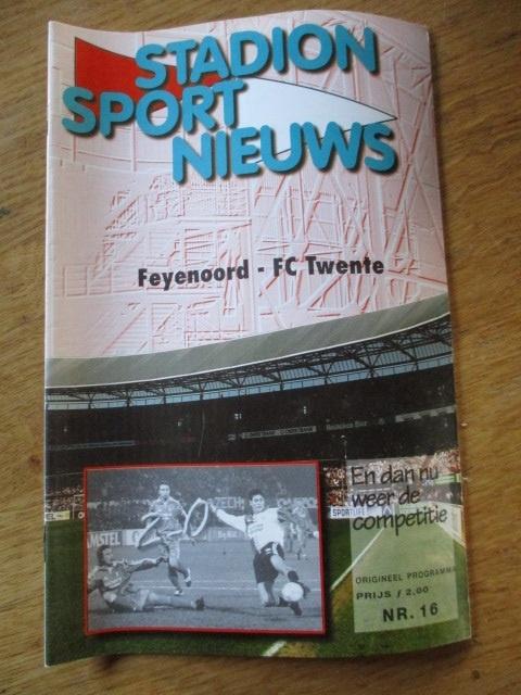 Programmaboekje 16 Feyenoord - FC Twente 14 december 1997, Ophalen of Verzenden, Gelezen, Watersport en Hengelsport