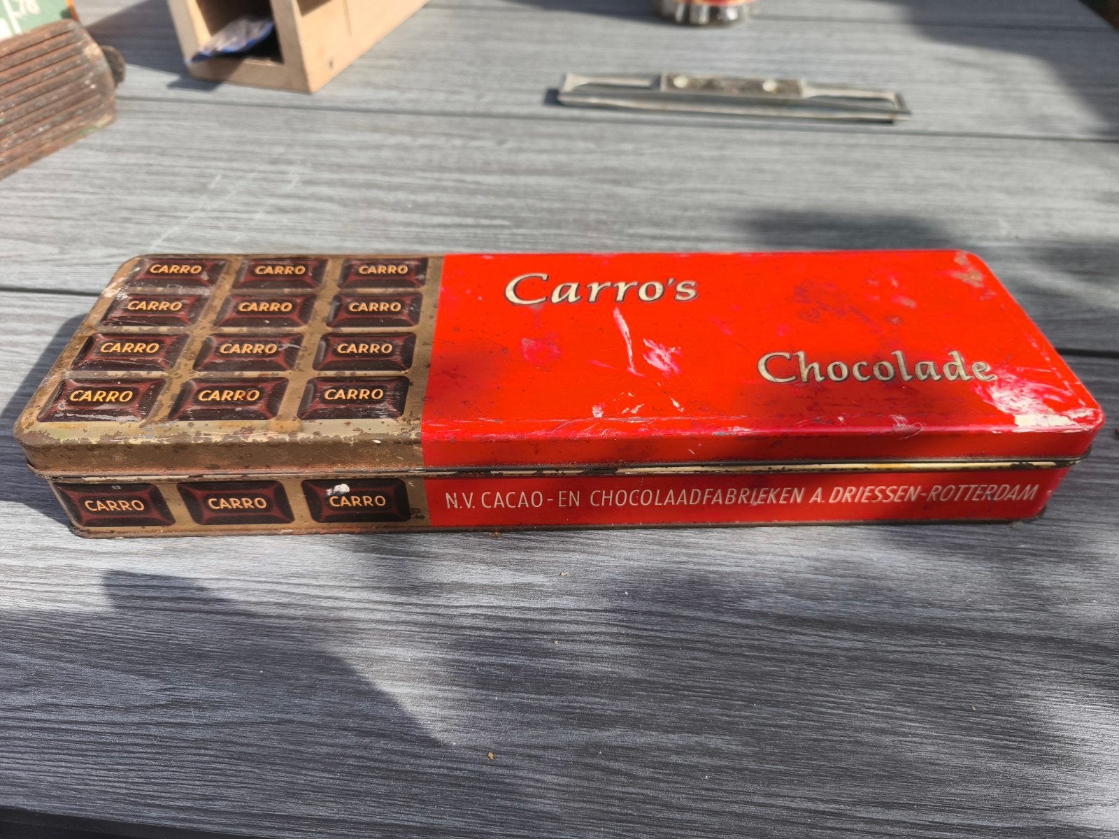 Vintage Carro's Chocolade Blik - A. Driessen Rotterdam, Ophalen of Verzenden