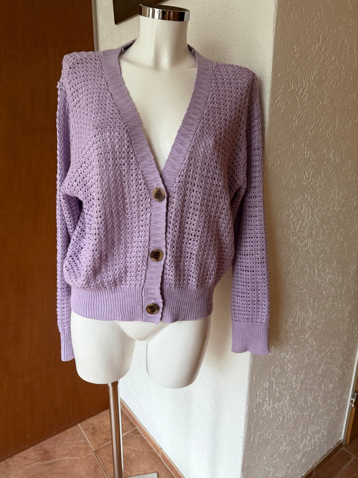 Lila gebreid vest van Zeeman, maat 46, Ophalen of Verzenden, Zo goed als nieuw, Maat 46/48 (XL) of groter, Paars